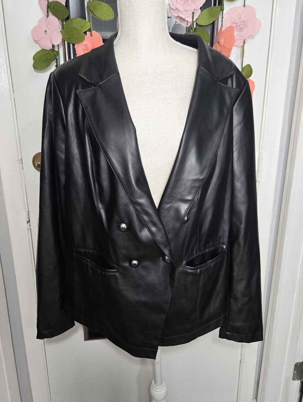 G By Giuliana Faux Leather Black Jacket Sz 1x